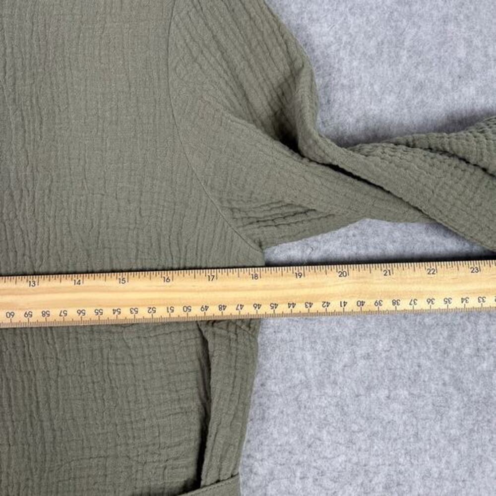 Soft Surroundings Sage Green Cotton Gauze Belted Button Up Dress Pockets Size XS - Picture 7 of 10